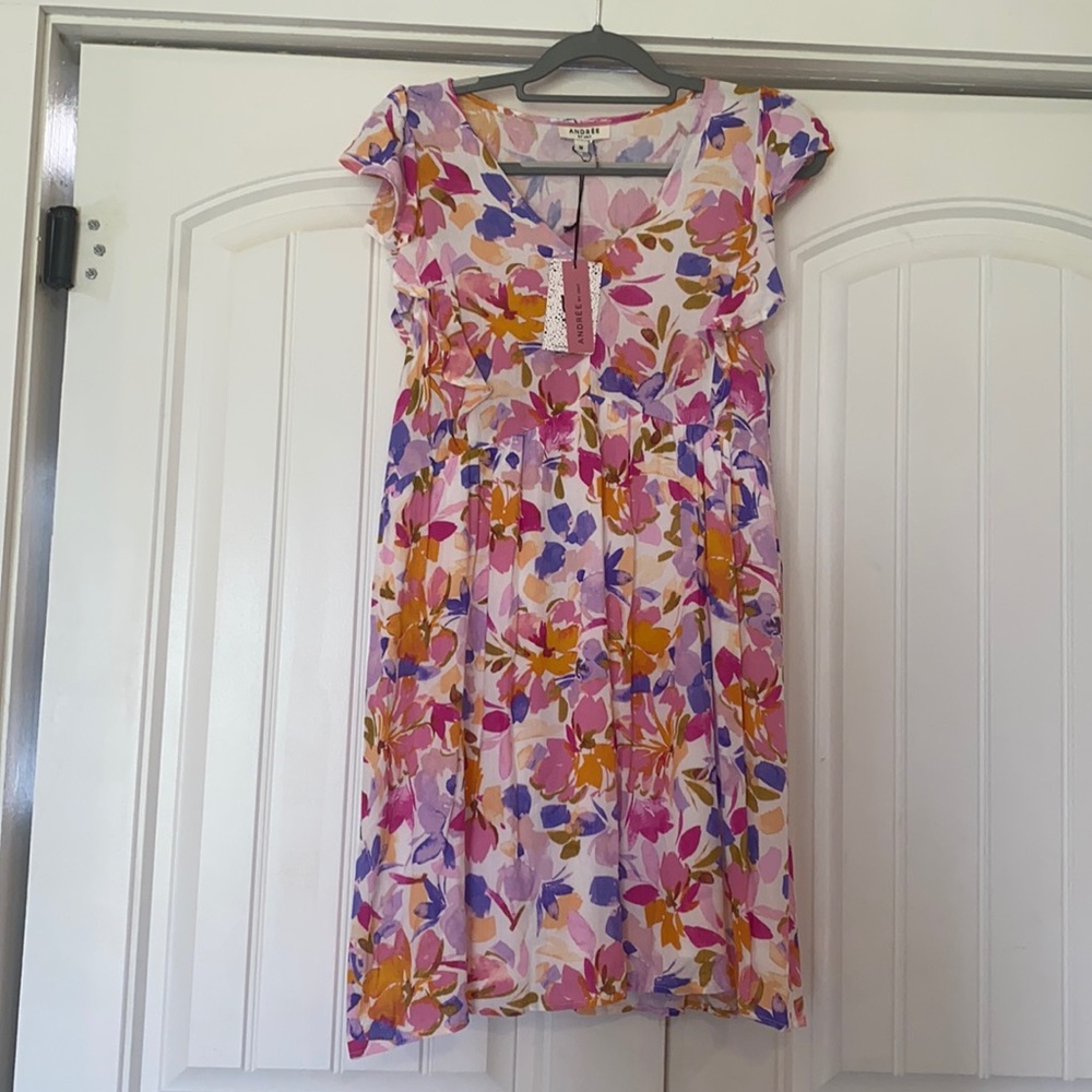 Andrew By Unit floral dress medium.